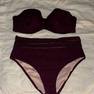Victoria's Secret Dark Purple Strapless Bikini EUC